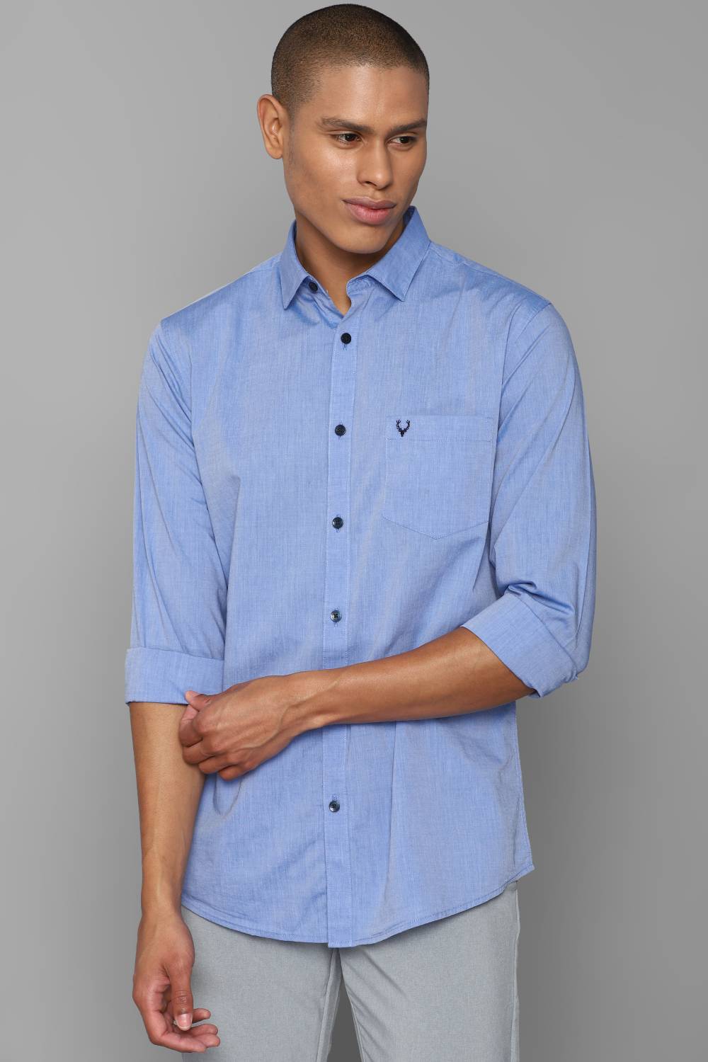 Allen Solly Men Solid Casual Light Blue Shirt