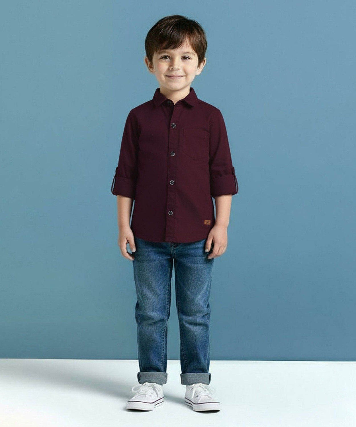 Image of KILLER Boys Solid Casual Maroon Shirt