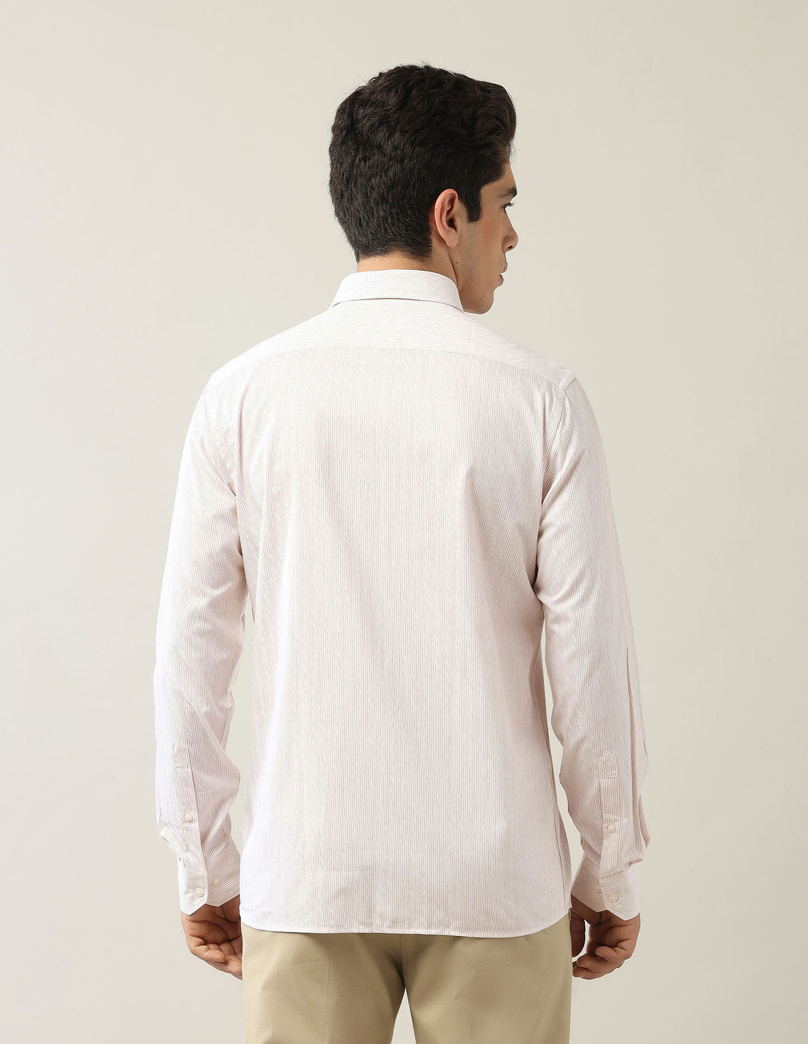 Image of ARROW Men Striped Formal White Shirt