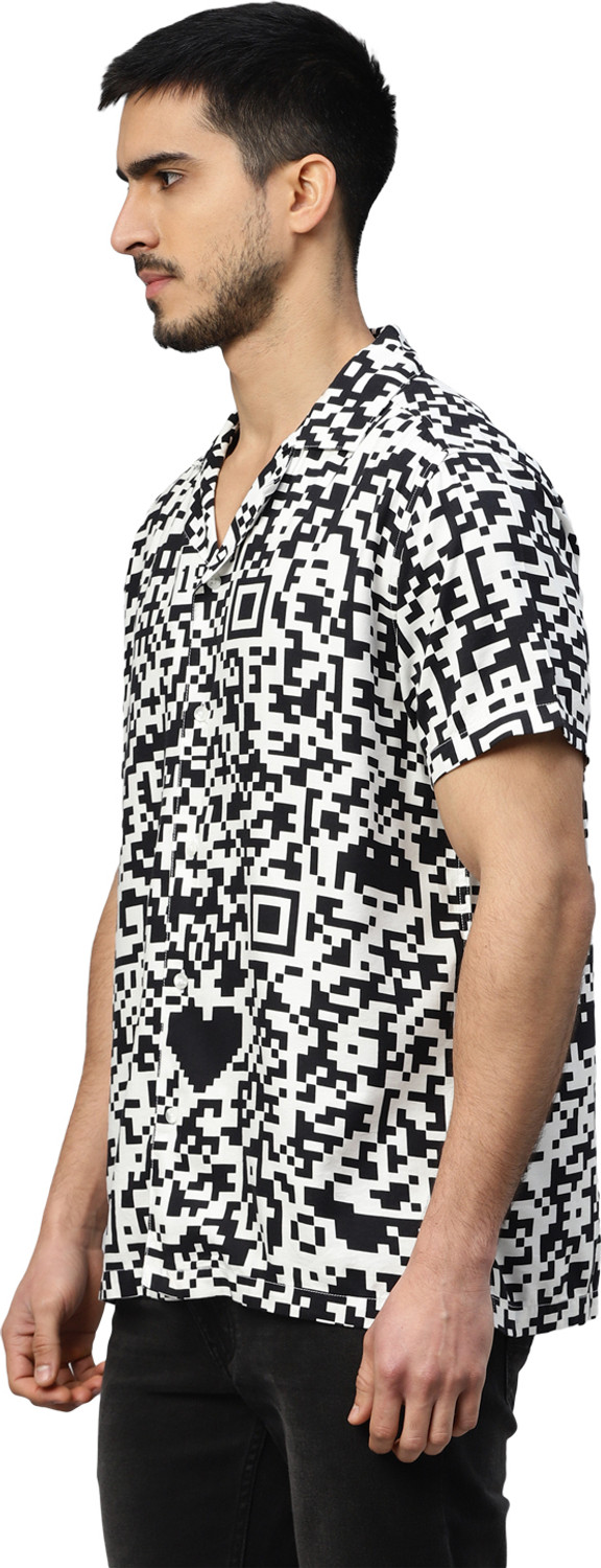 Image of ROYAL ENFIELD Men Printed Casual Black, White Shirt