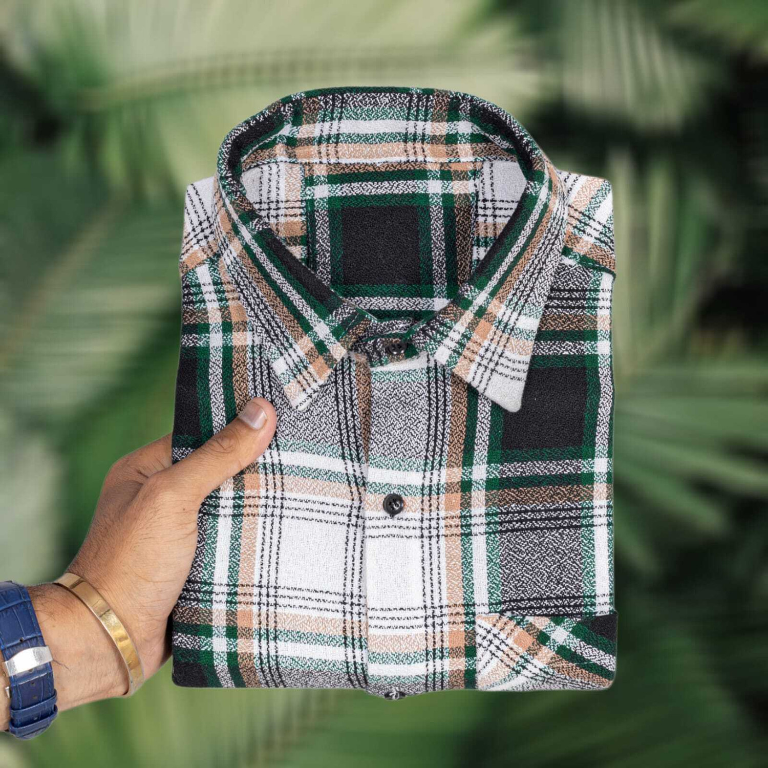Image of shivay enterprise Men Checkered Casual Dark Green Shirt