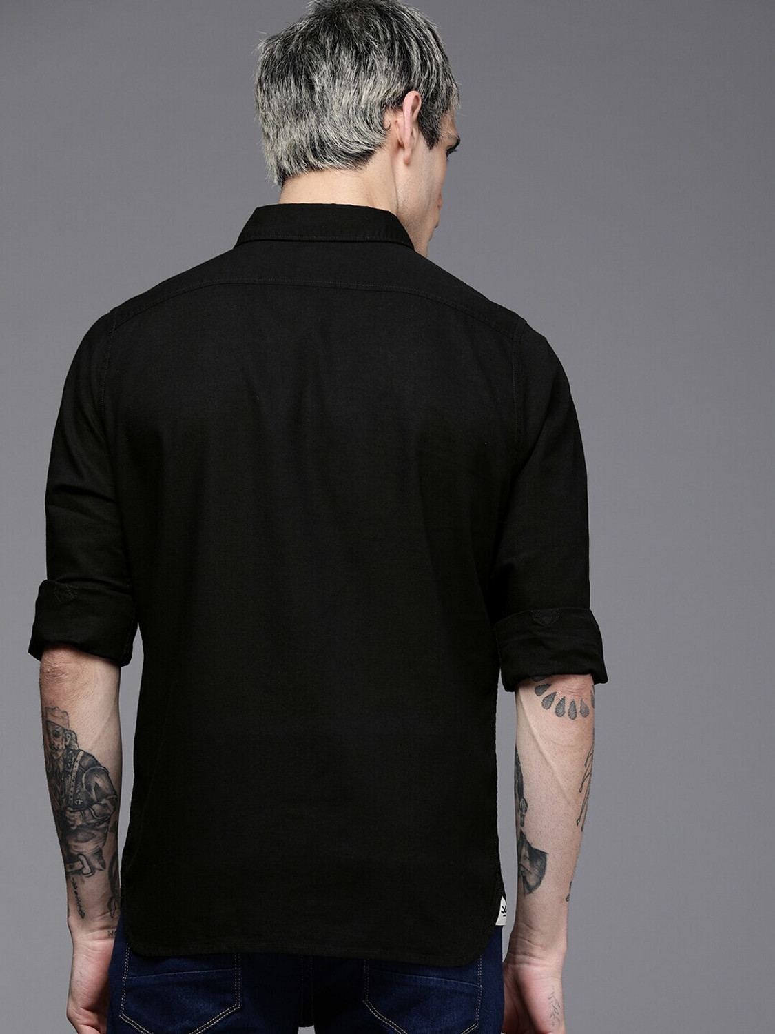 Image of WROGN Men Regular Fit Solid Casual Shirt