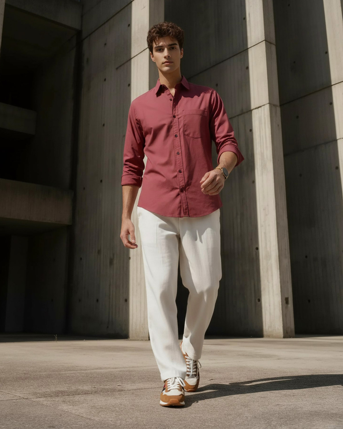 Image of METRONAUT Men Solid Formal Pink Shirt