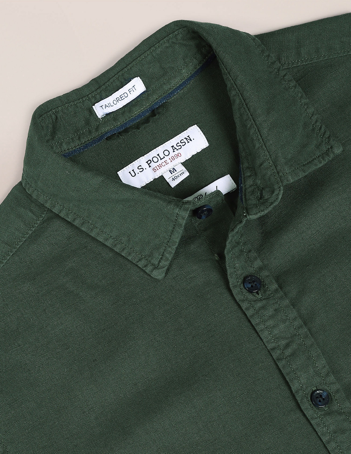 Image of U.S. POLO ASSN. Men Solid Casual Green Shirt