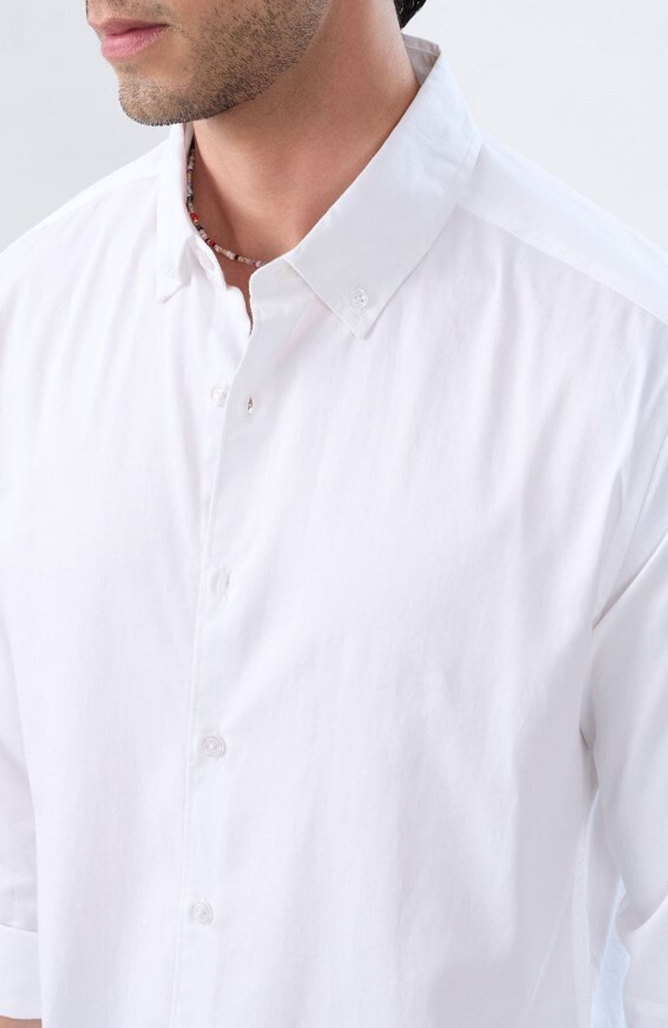 Image of VAIDDO Men Solid Casual White Shirt