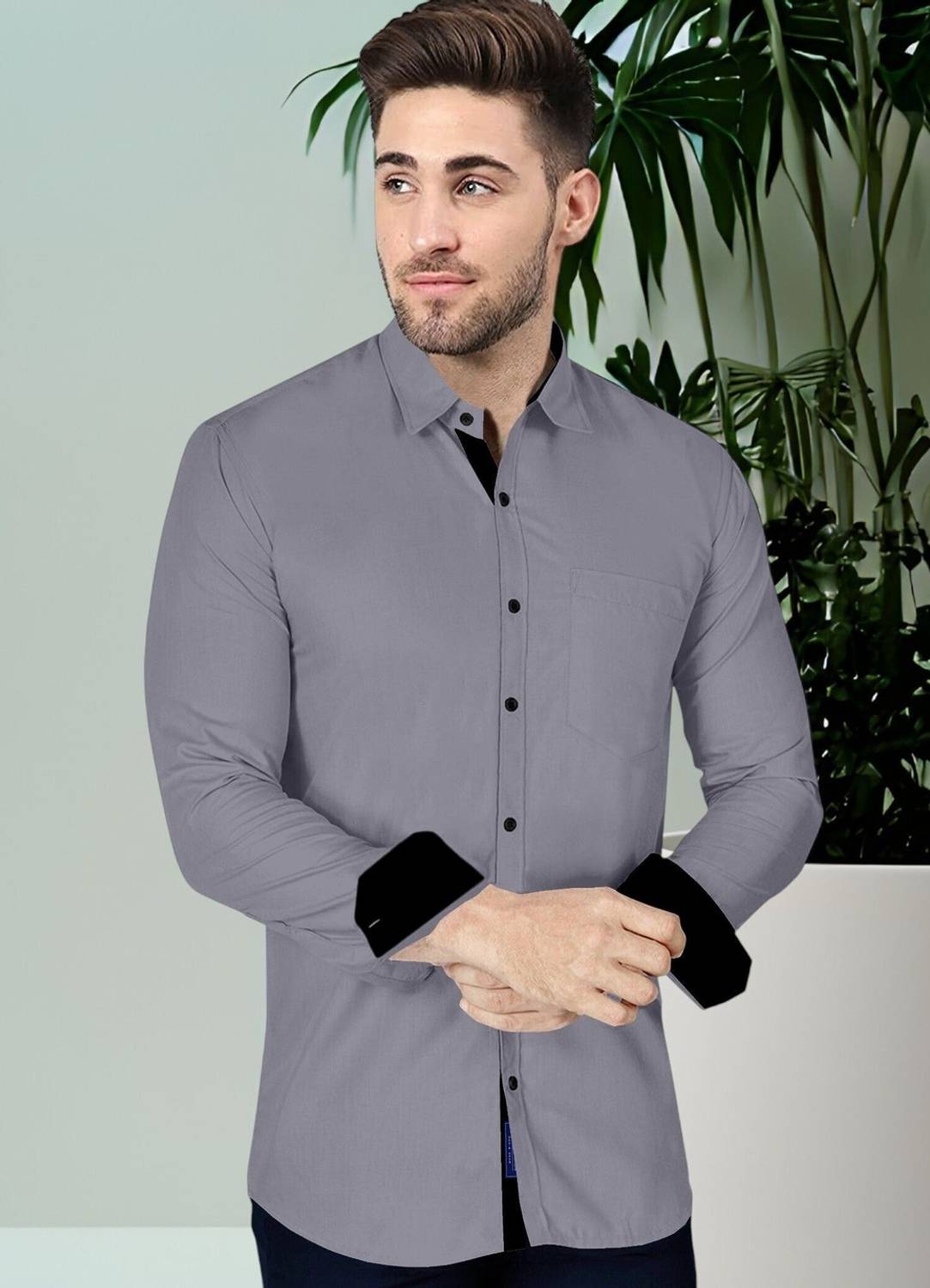 Flipkart SmartBuy Men Grey Casual Shirt - Image 3