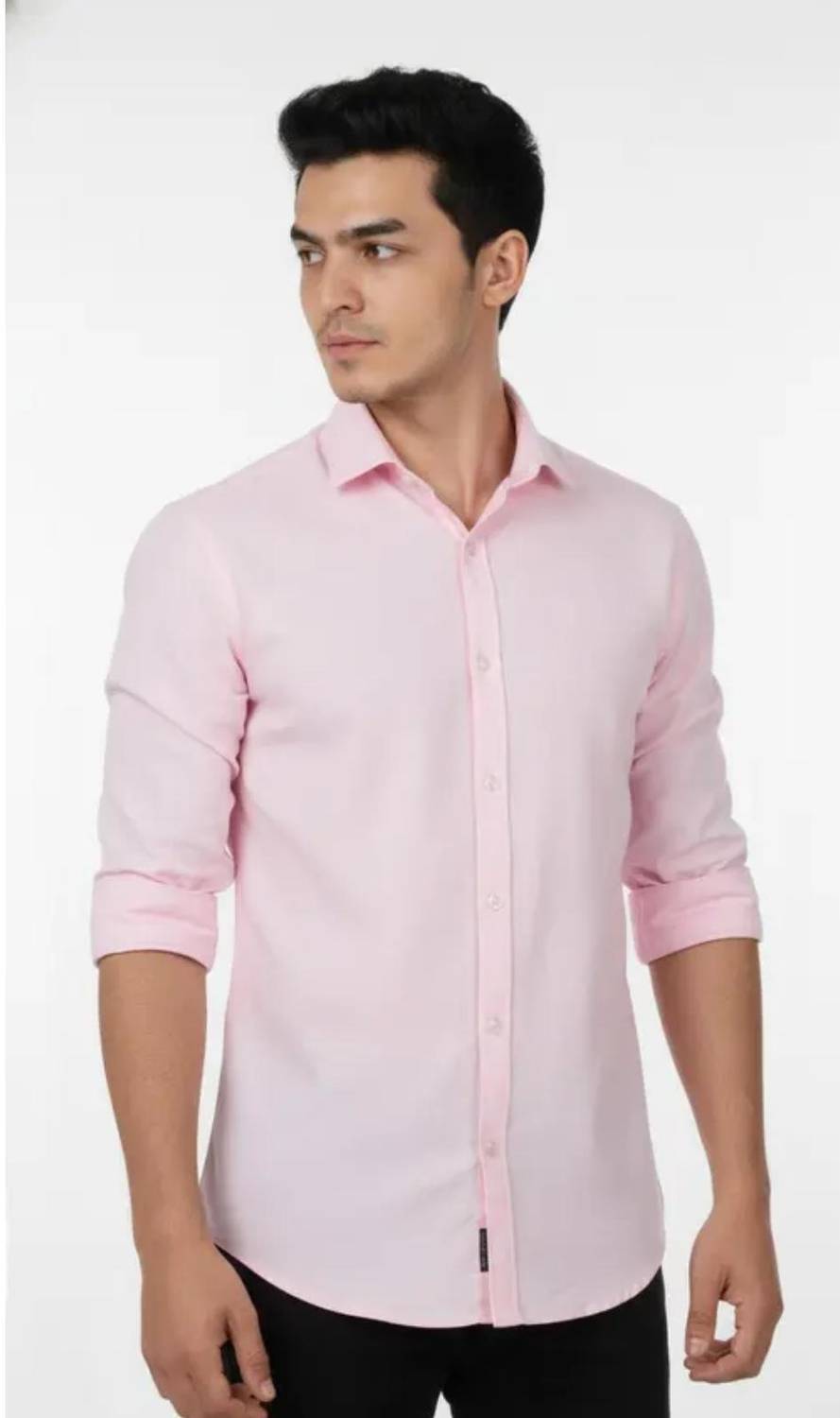 FATTY MOUSE Men Solid Casual Pink Shirt - Image 3