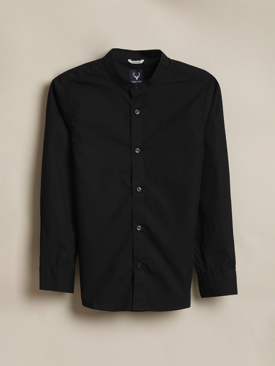 Image of Allen Solly Boys Solid Casual Black Shirt