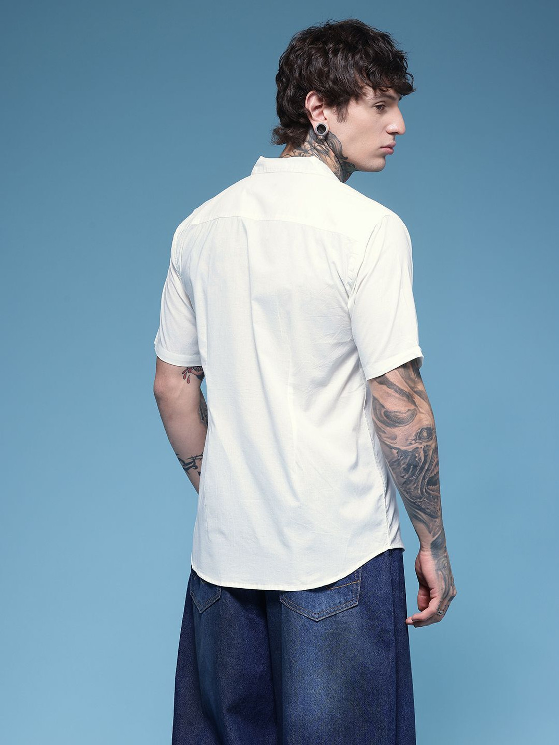 Image of HERE&NOW Men Solid Casual White Shirt