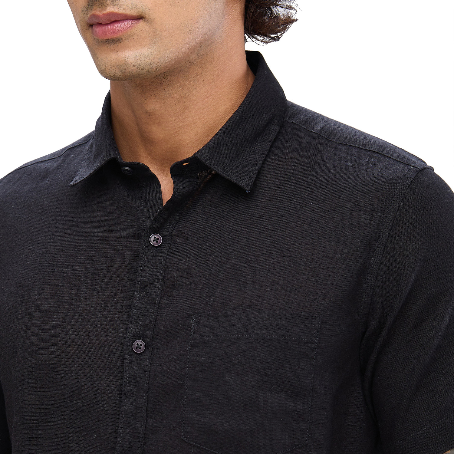 Image of Spykar Men Solid Casual Black Shirt