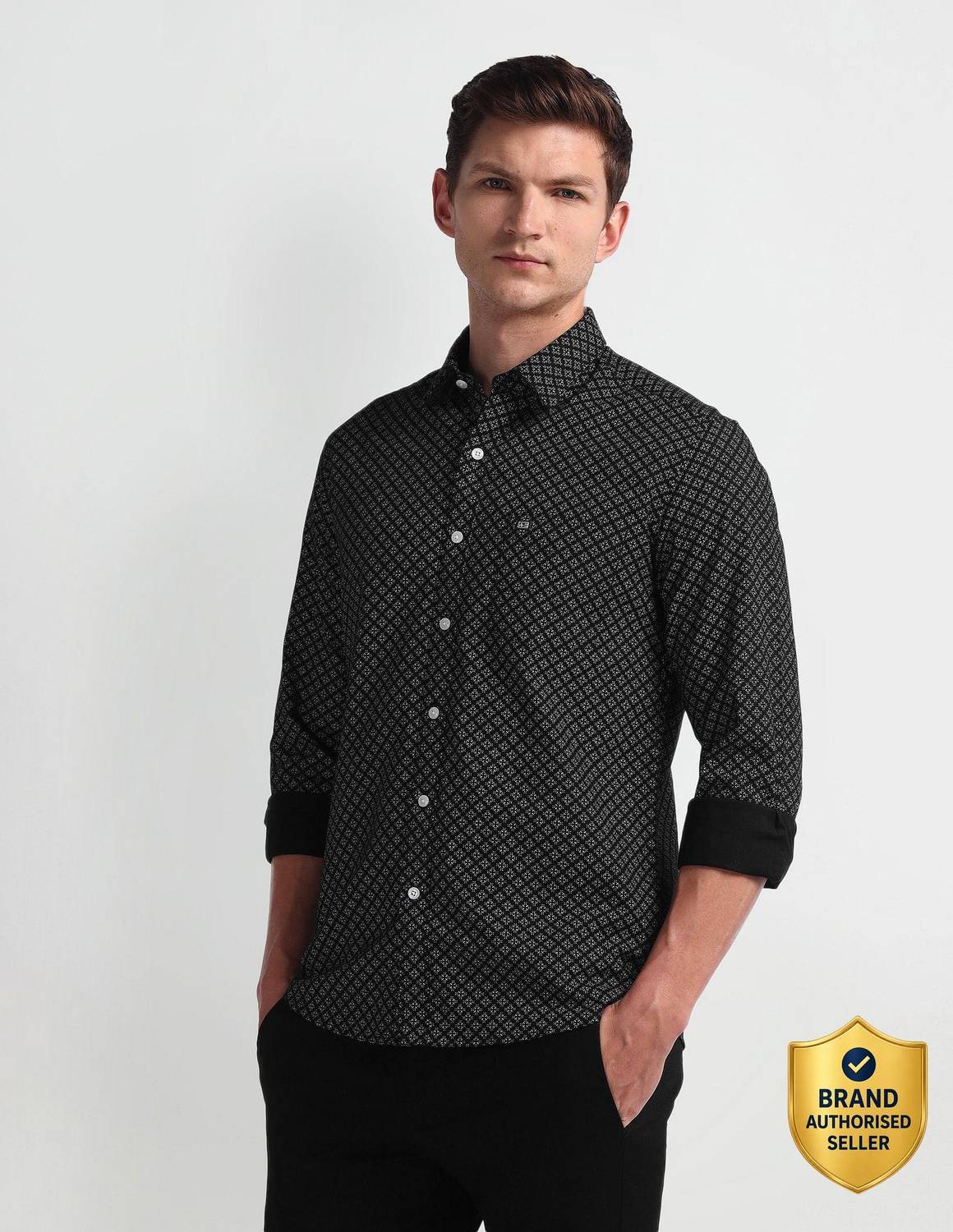 Arrow Sport Men Printed Casual Black Shirt