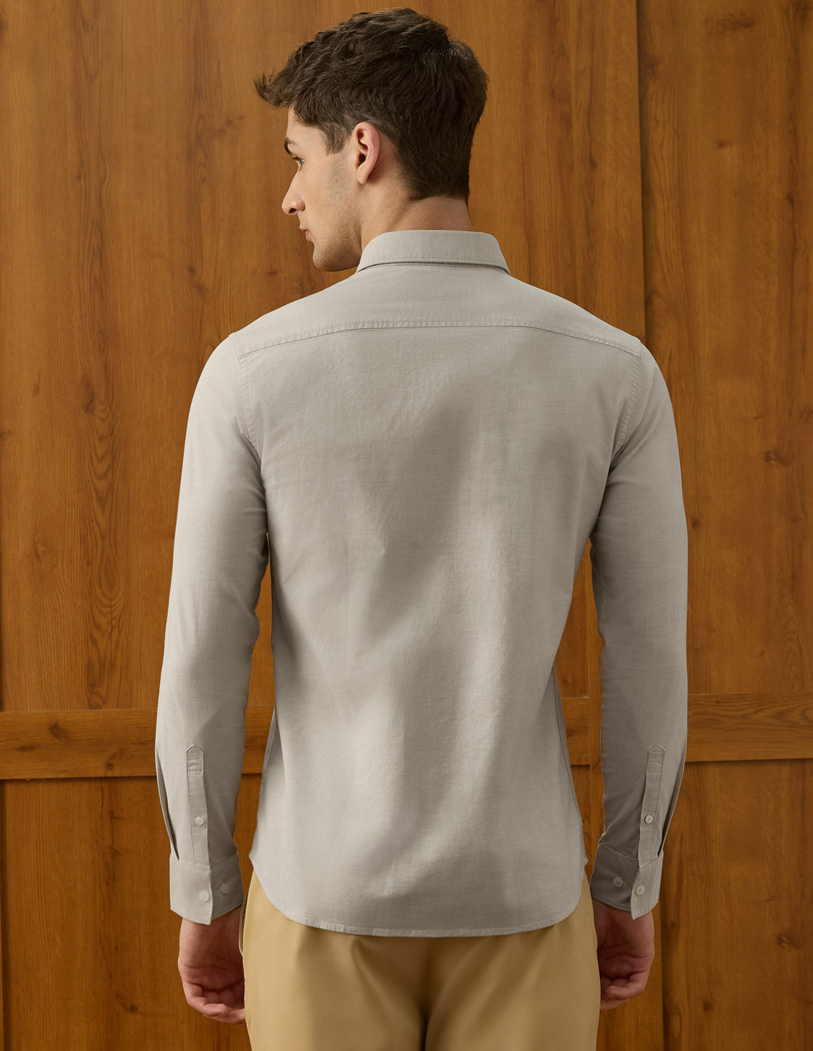 Image of U.S. POLO ASSN. Men Solid Casual Brown Shirt