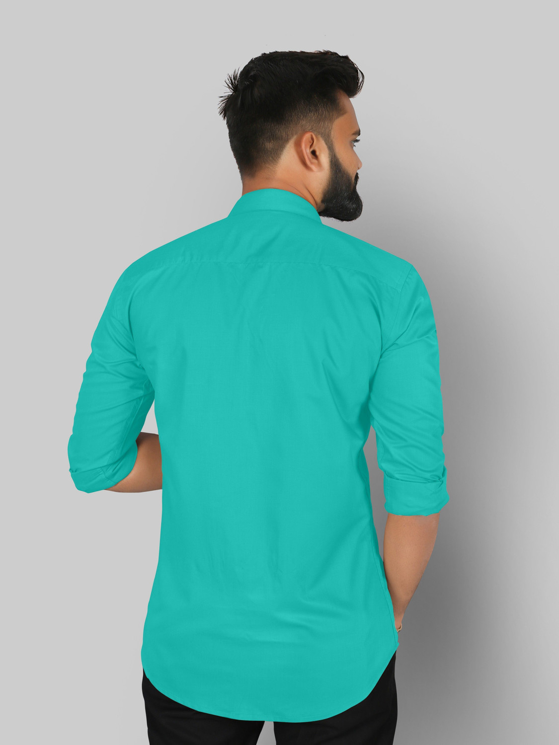 Image of FIBERMILL Men Solid Formal Green Shirt