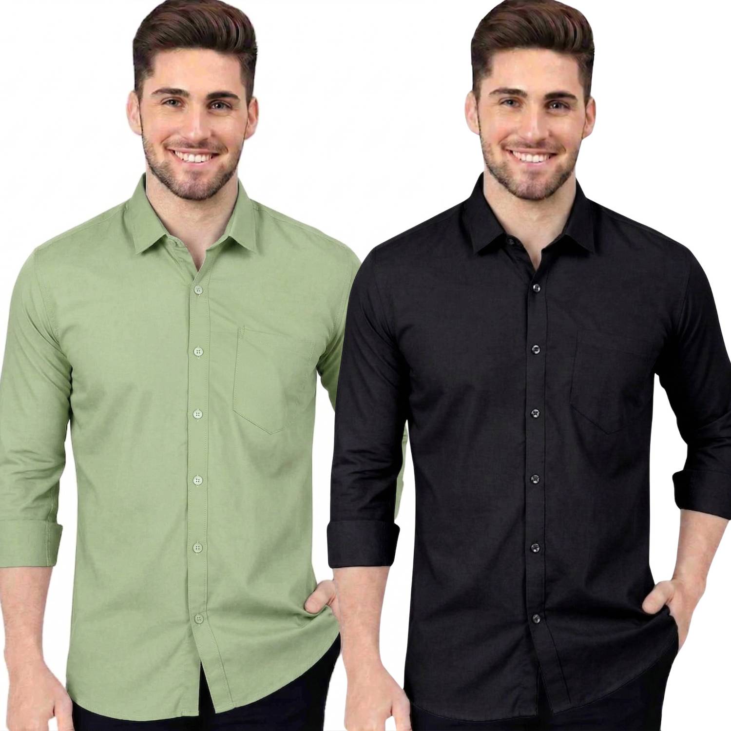 youth first Men Regular Fit Solid Spread Collar Casual Shirt (Pac