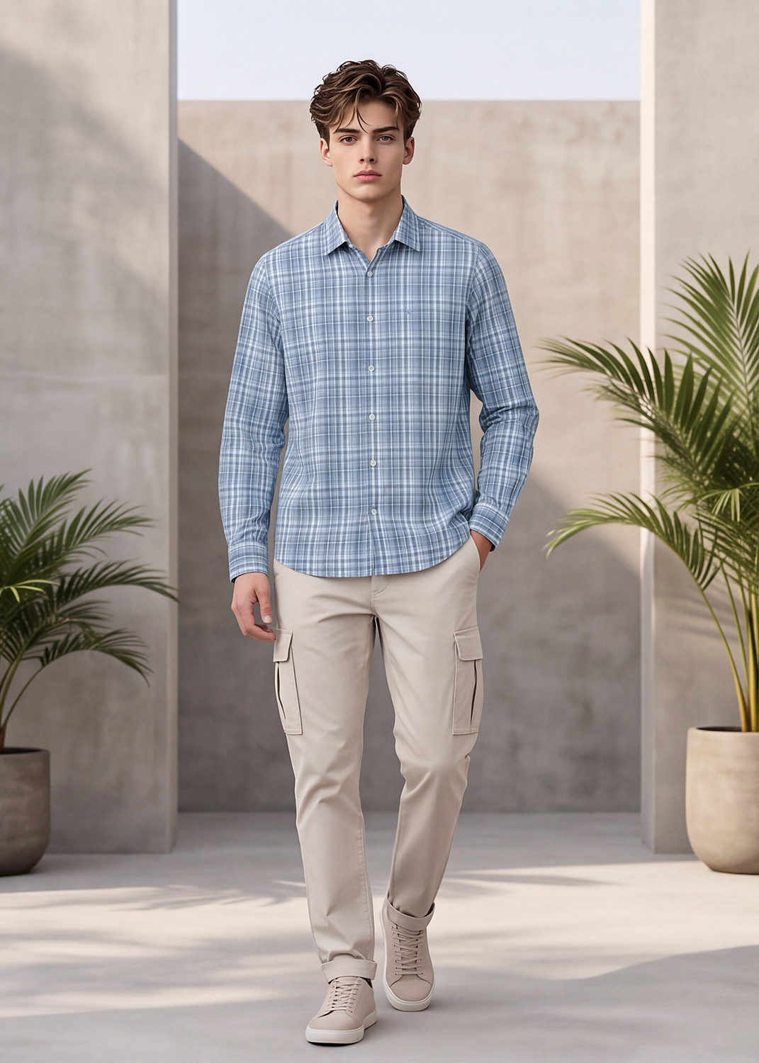 Image of KILLER Men Slim Fit Checkered Formal Shirt
