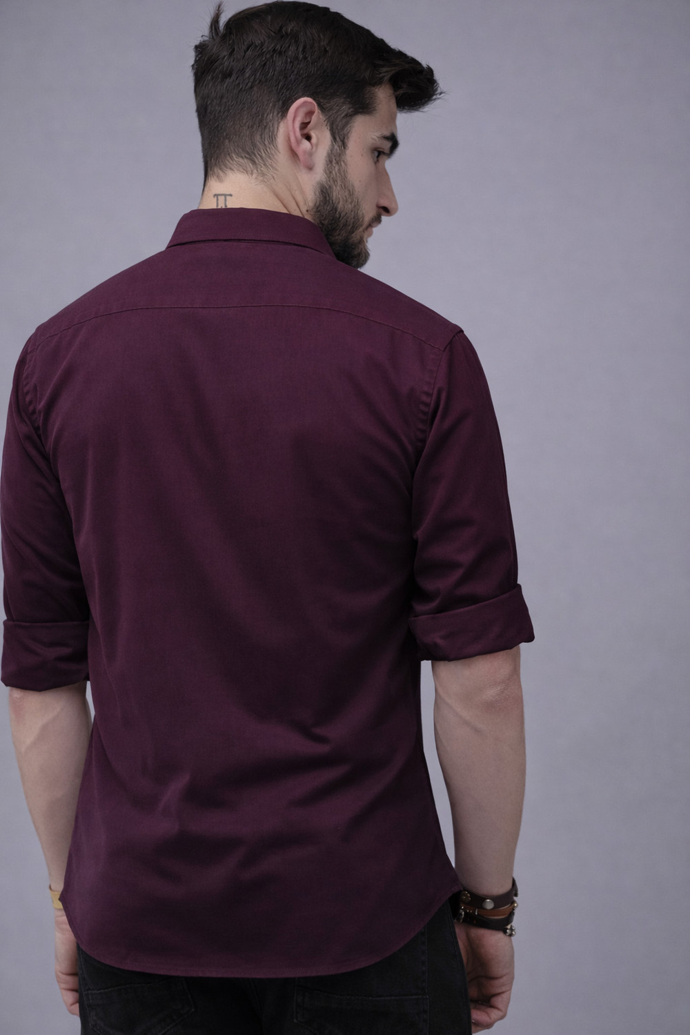 Image of BROCON Men Regular Fit Solid Spread Collar Casual Shirt