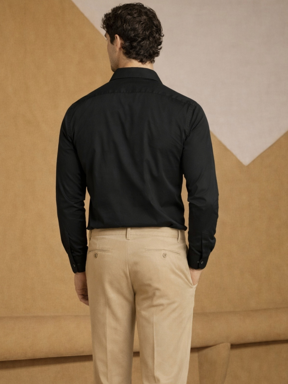 Image of LOUIS PHILIPPE Men Solid Casual Black Shirt