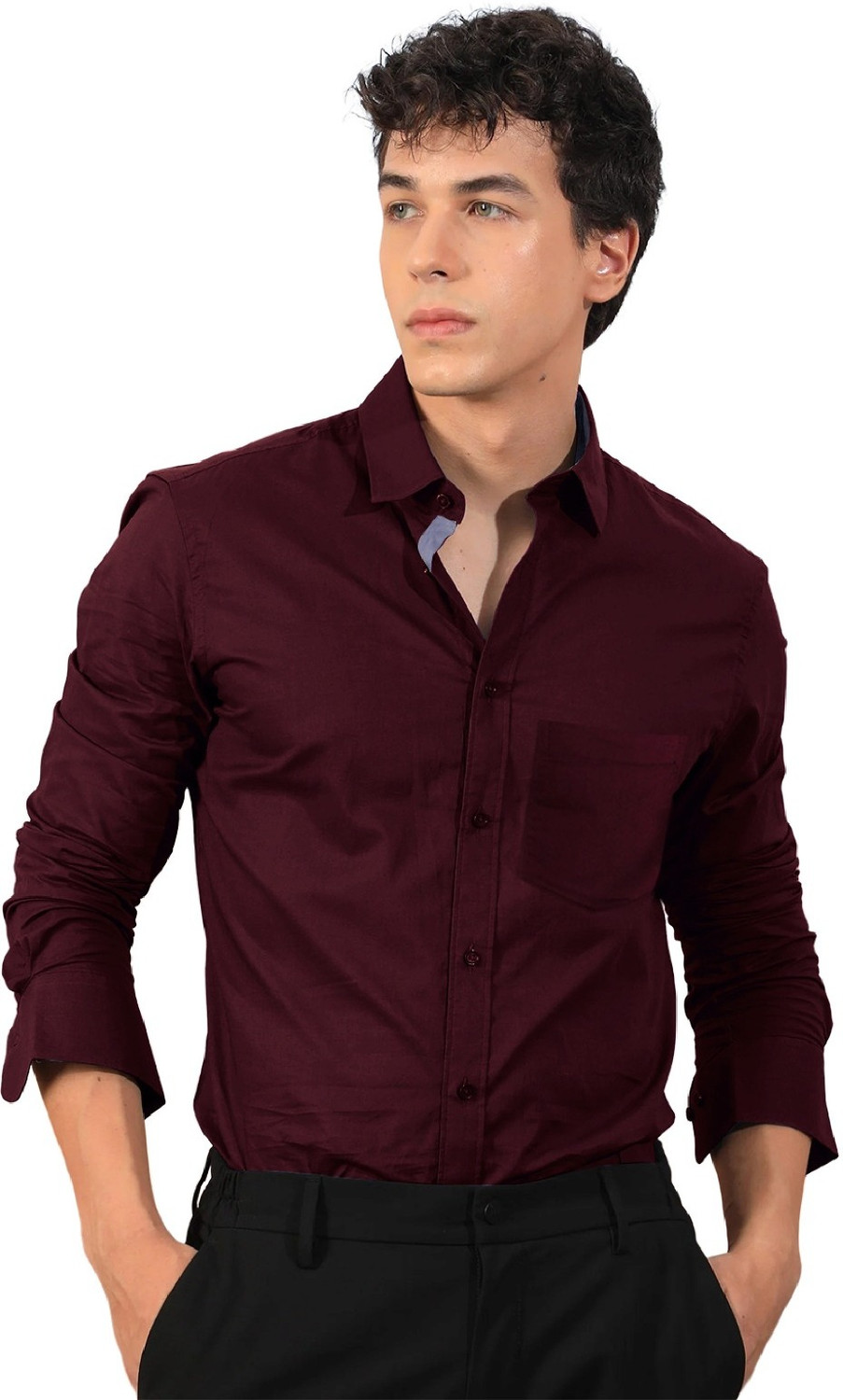 Image of AAI CREATION Men Regular Fit Solid Spread Collar Casual Shirt