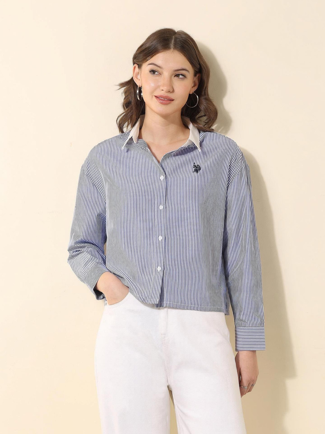 Image of U.S. POLO ASSN. Women Striped Casual Multicolor Shirt