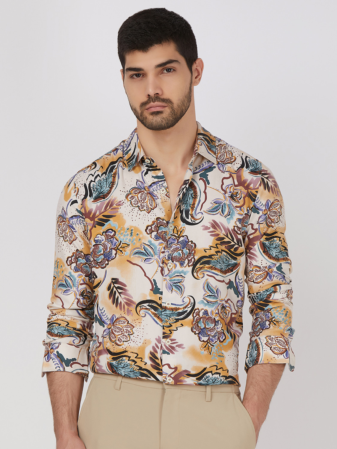 Image of MUFTI Men Printed Casual Multicolor Shirt