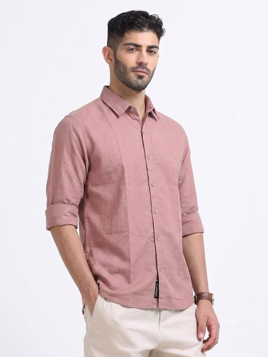 Image of VASTRAWEAR Men Solid Casual Pink Shirt