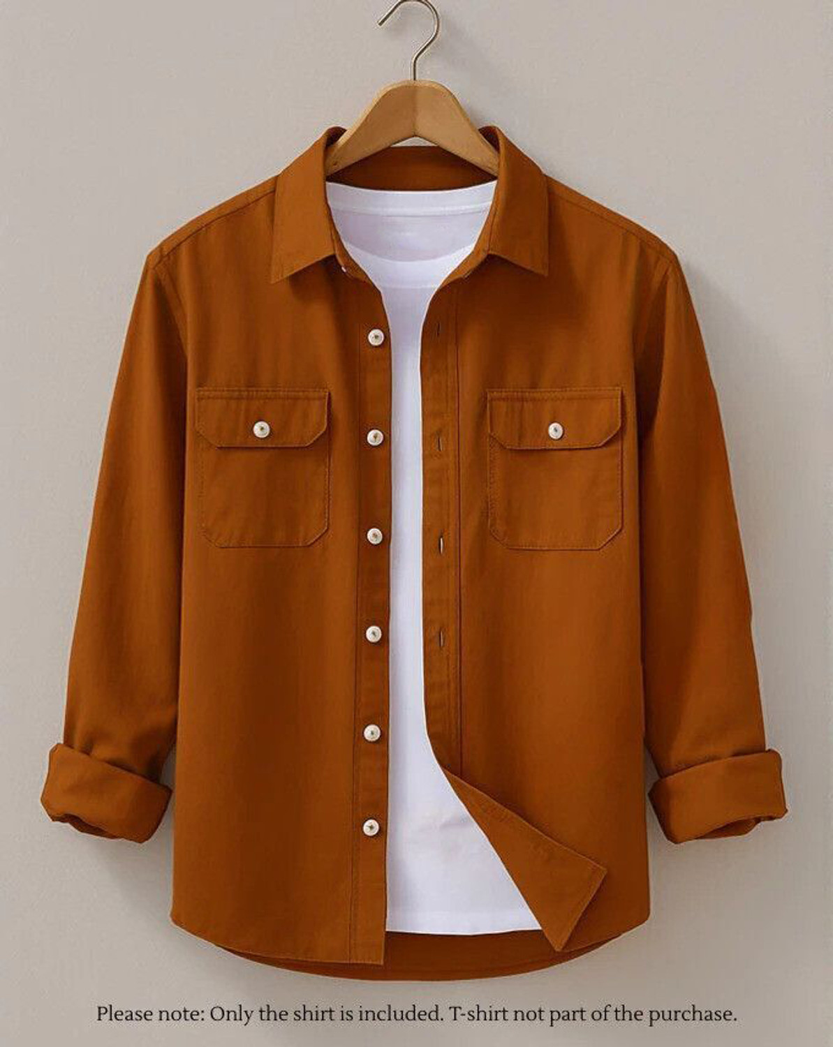 Image of Styles Thief Men Solid Casual Orange Shirt