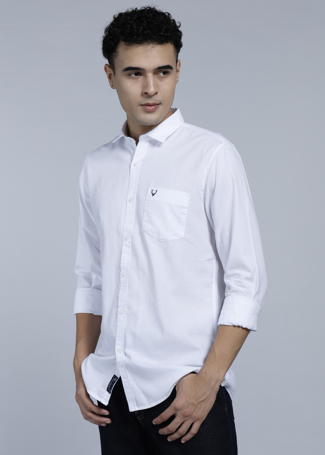 Image of Allen Solly Men Solid Casual White Shirt
