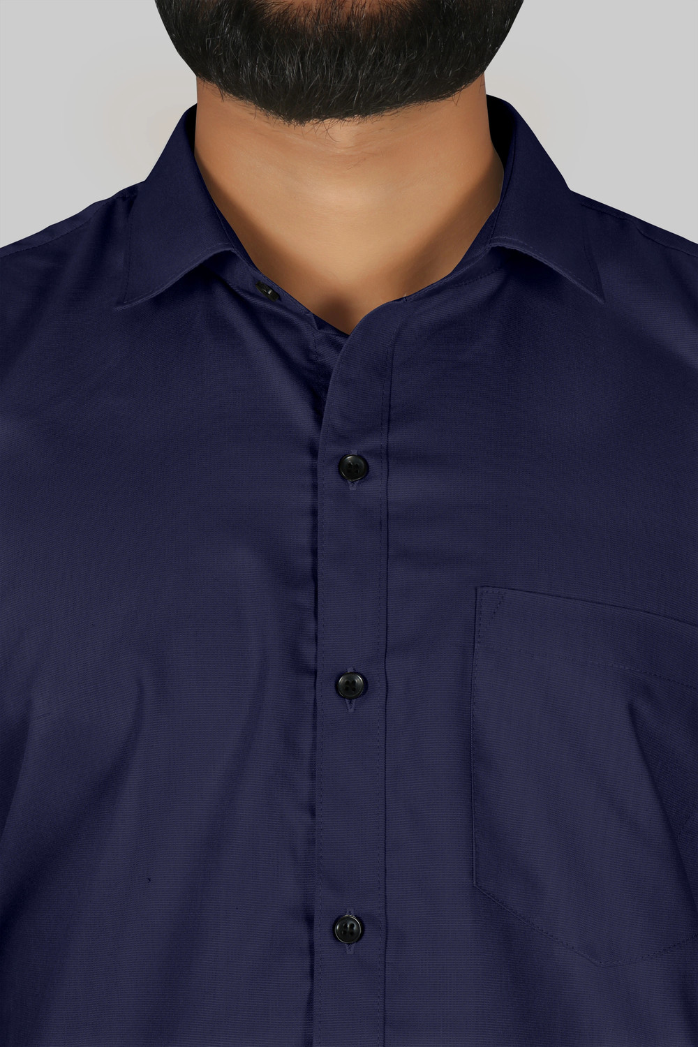 Image of FIBERMILL Men Solid Formal Dark Blue Shirt
