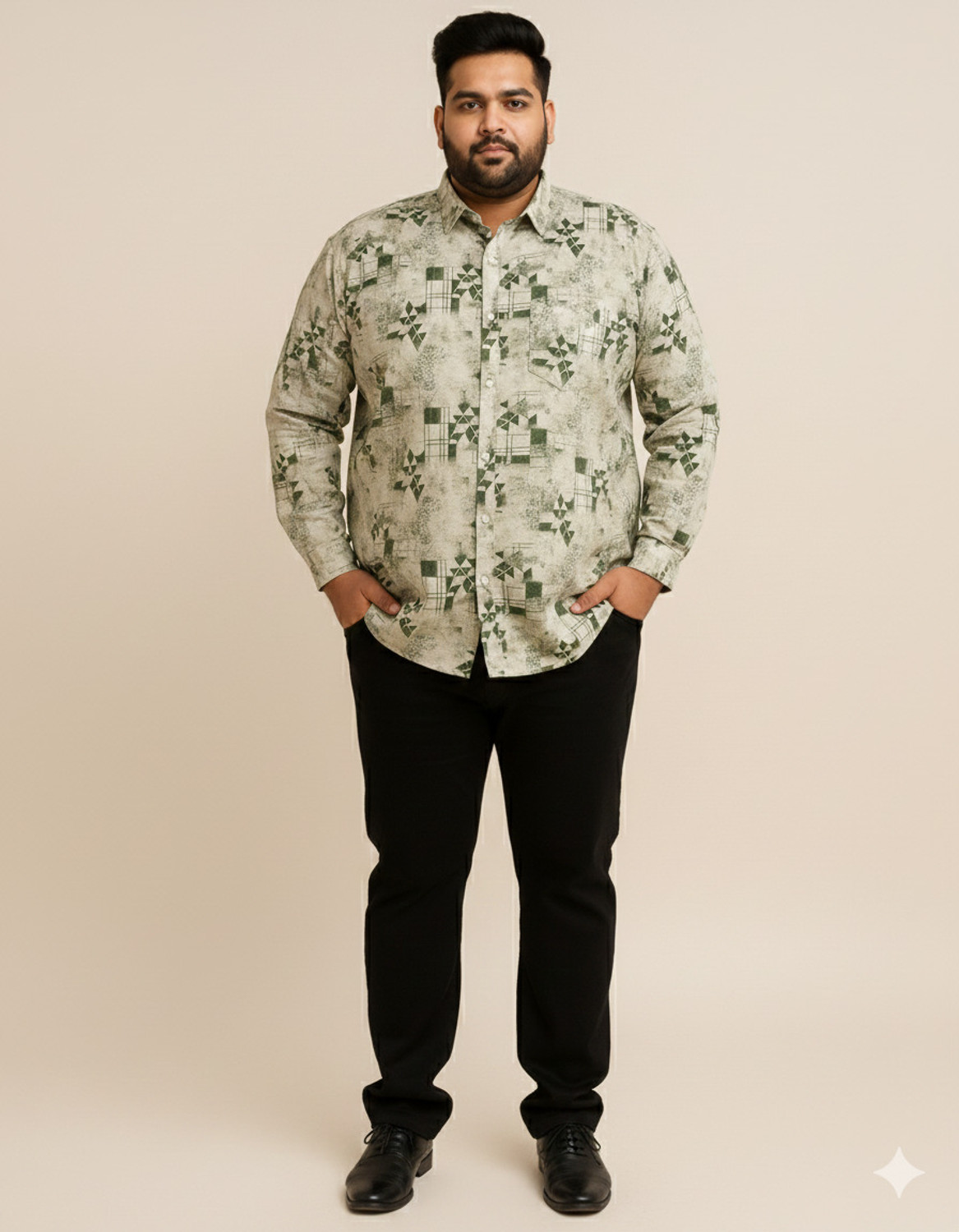 Image of Saroo Men Printed Casual Light Green, Dark Green Shirt