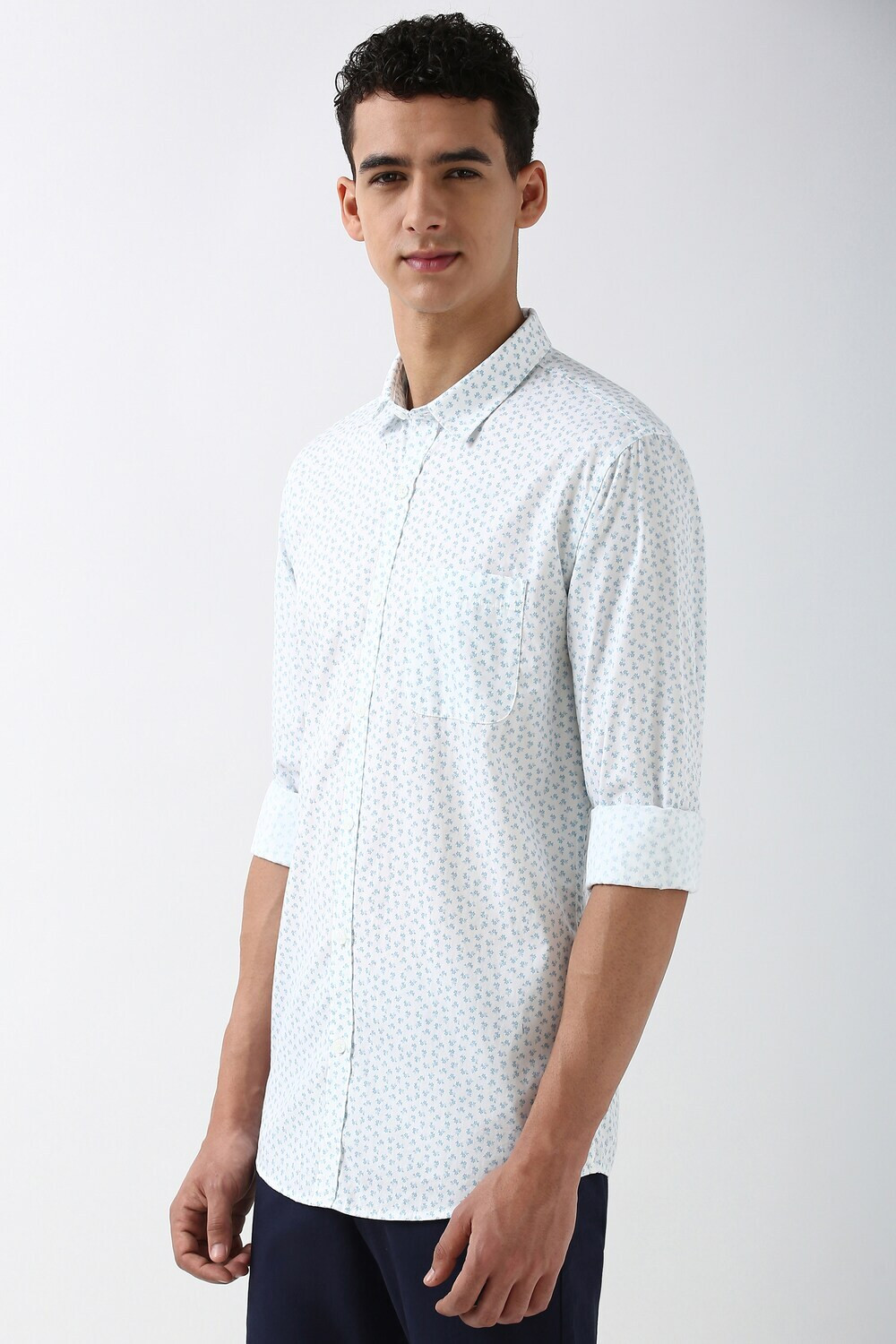 Image of PETER ENGLAND Men Printed Casual White Shirt