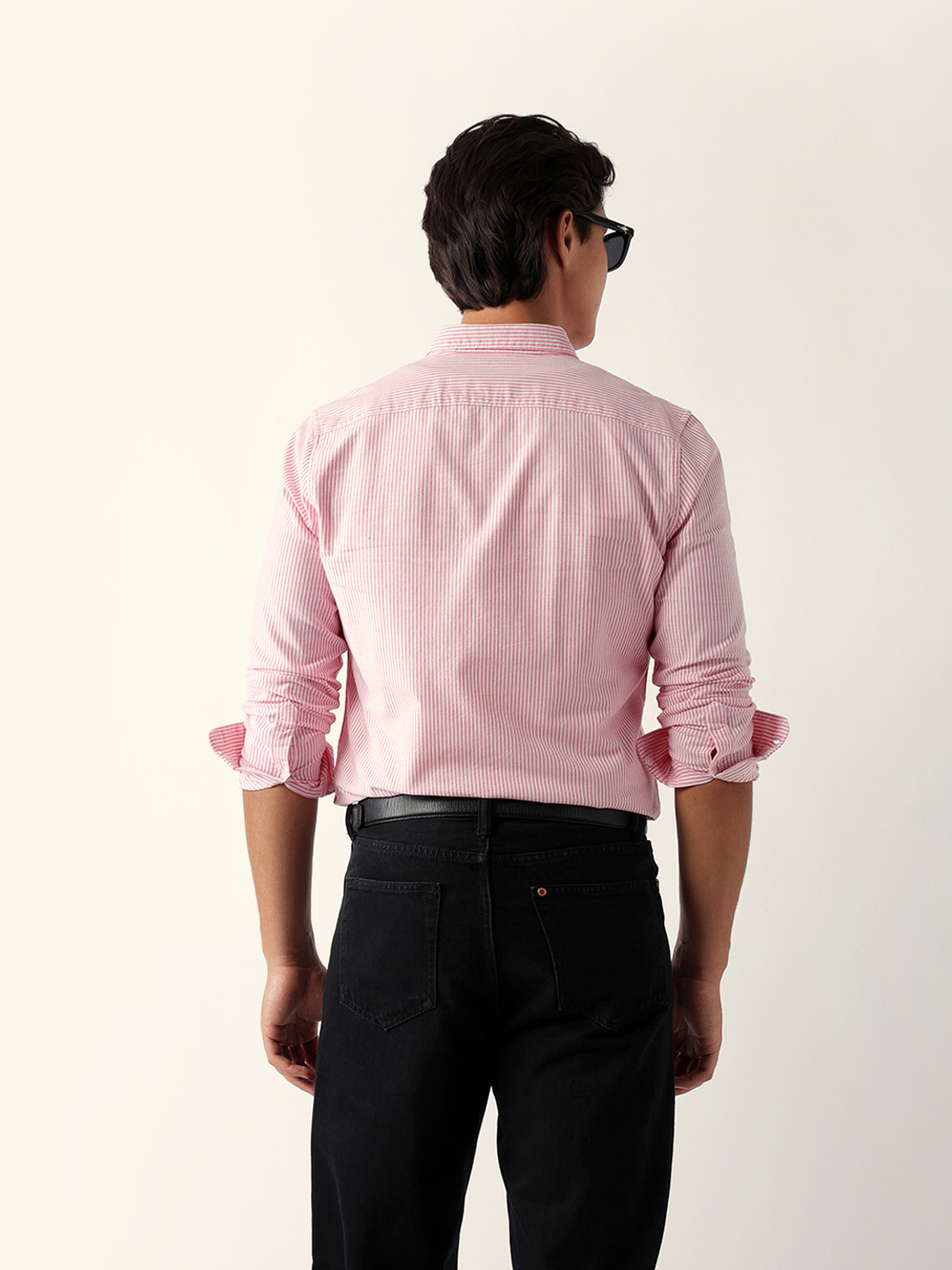 Image of THE BEAR HOUSE Men Striped Casual Pink Shirt