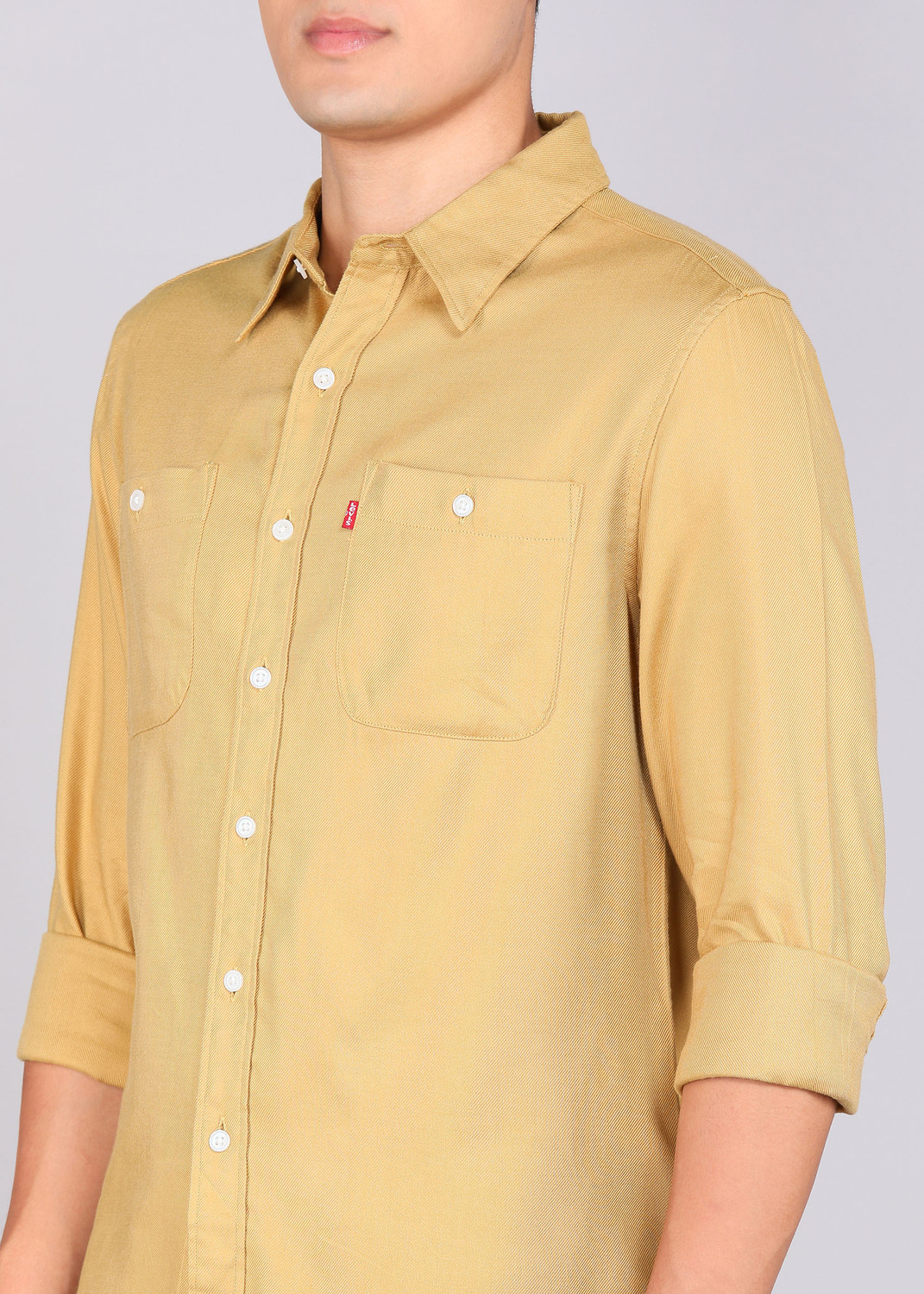Image of LEVI'S Men Solid Casual Brown Shirt