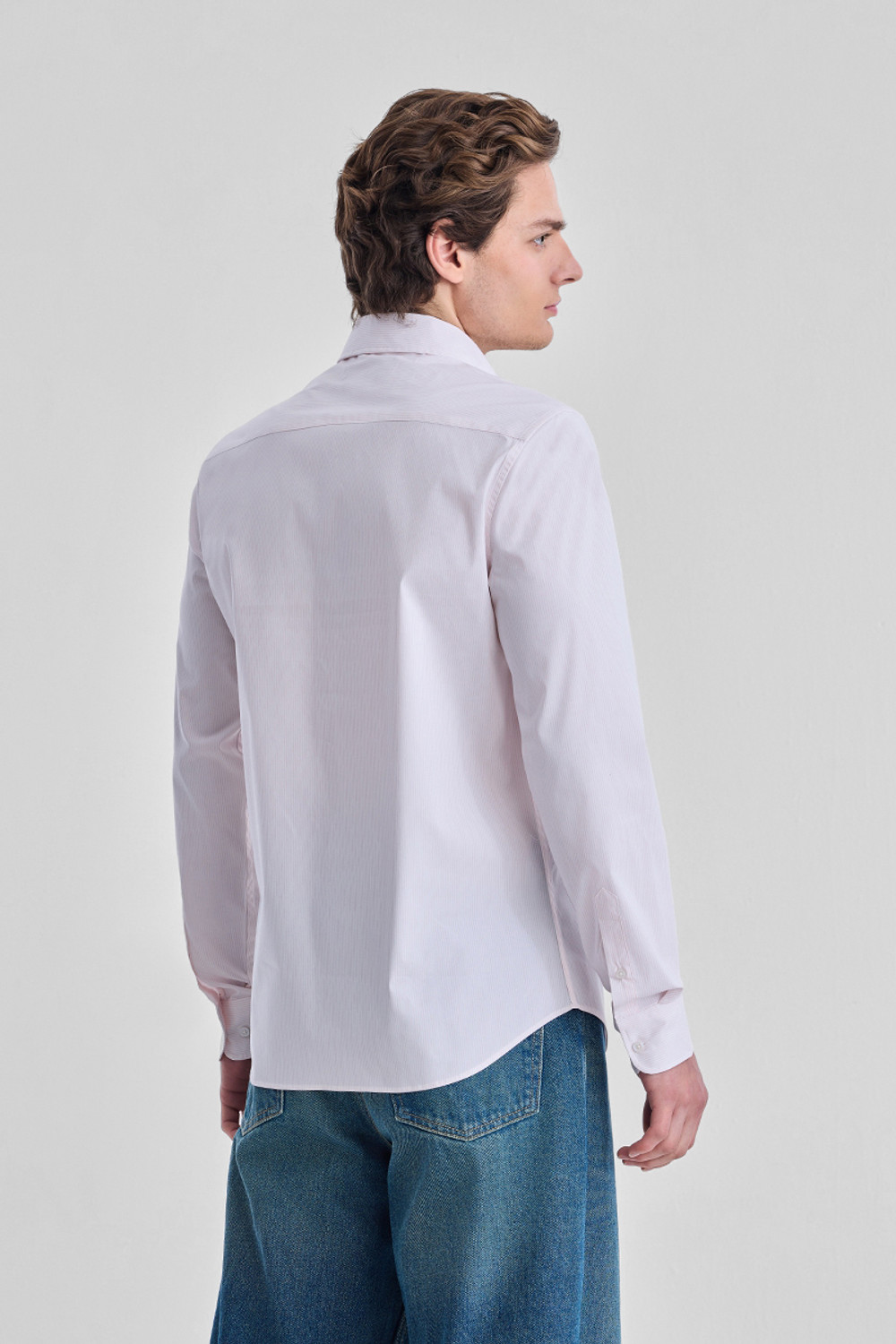 Image of Snitch Men Striped Formal Pink Shirt