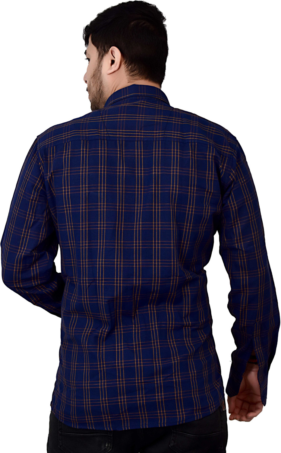 Image of Marc Laurent Men Checkered Casual Brown, Blue Shirt