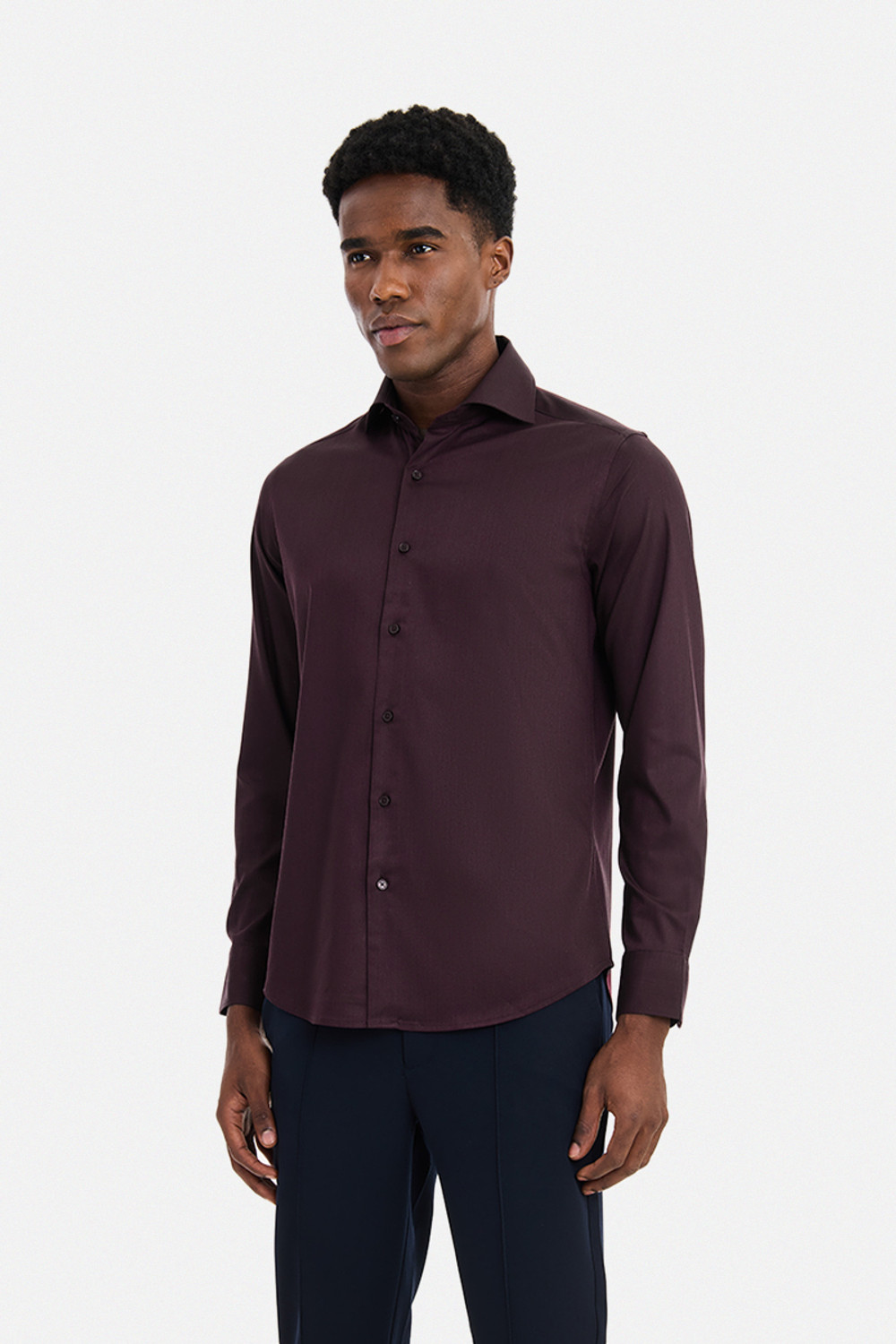 Image of Snitch Men Solid Formal Maroon Shirt