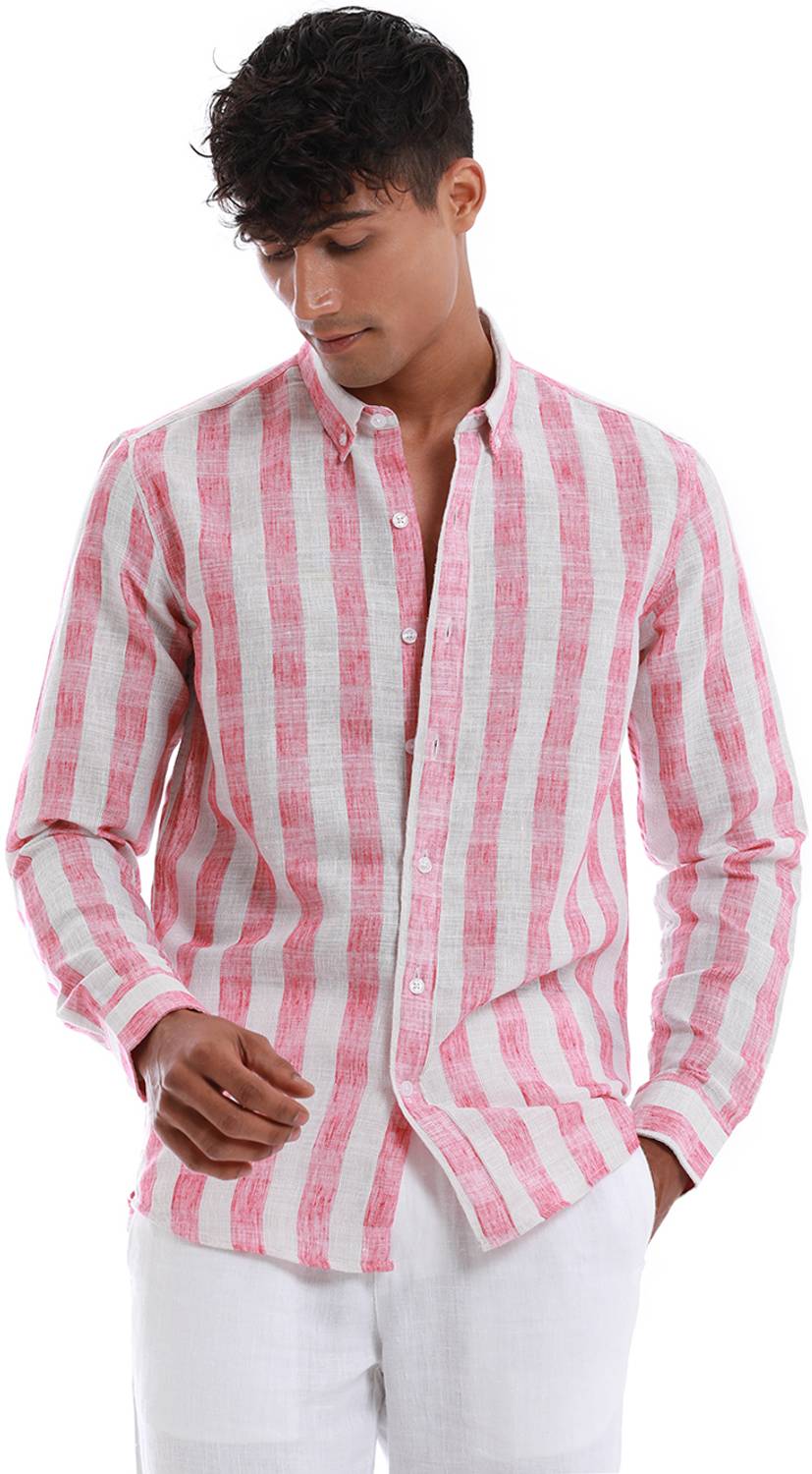 Banana Club Men Self Design Casual Pink Shirt
