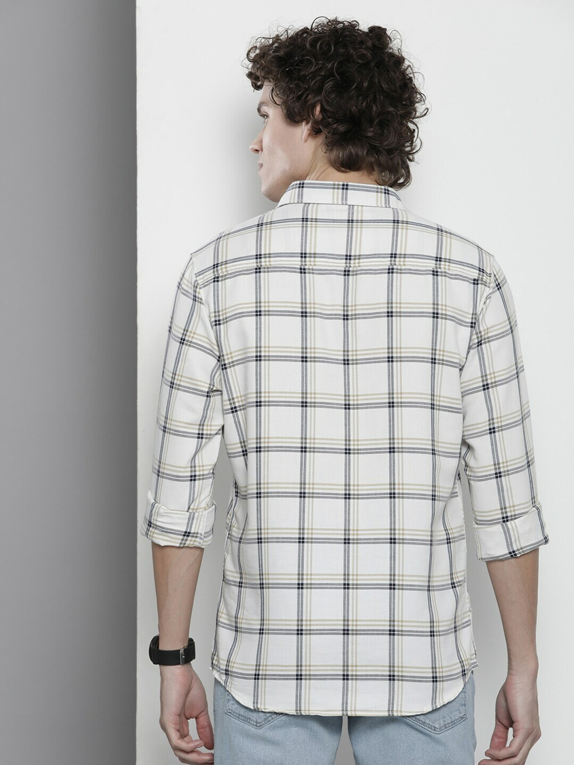 Image of The Indian Garage Co. Men Checkered Casual White Shirt