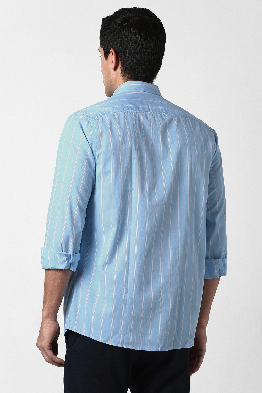 Image of PETER ENGLAND Men Striped Casual Light Blue Shirt
