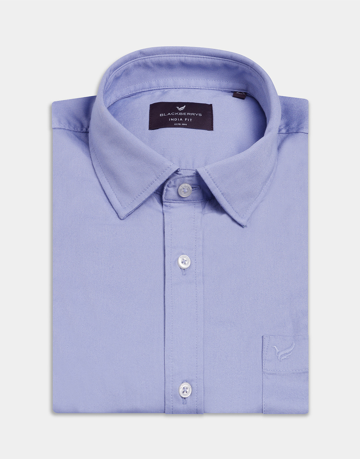 Image of Blackberrys Men Slim Fit Solid Cut Away Collar Casual Shirt