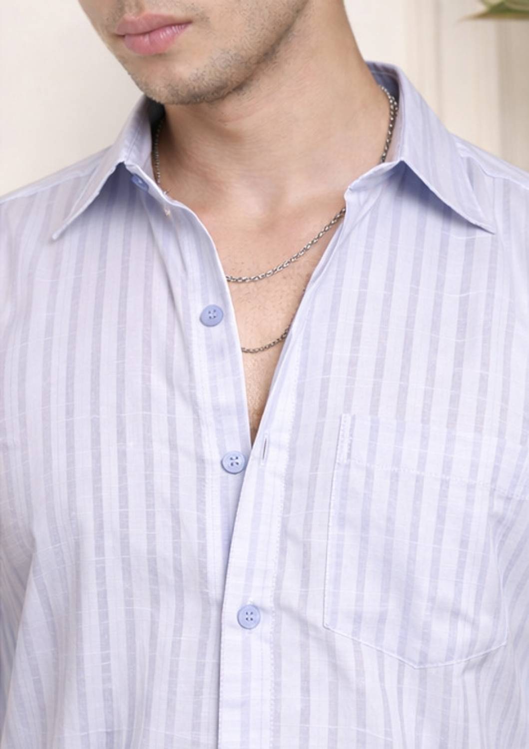 PROVOGUE Men Striped Light Blue Shirt - Image 5