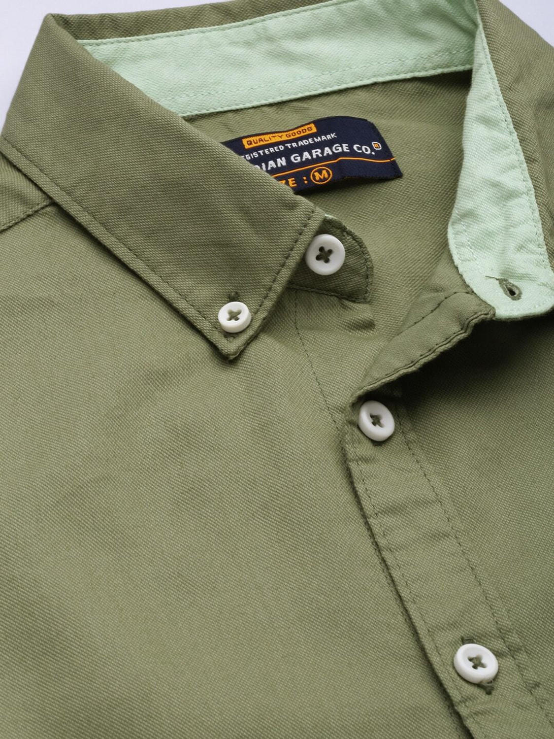 Image of The Indian Garage Co. Men Embroidered Casual Green Shirt