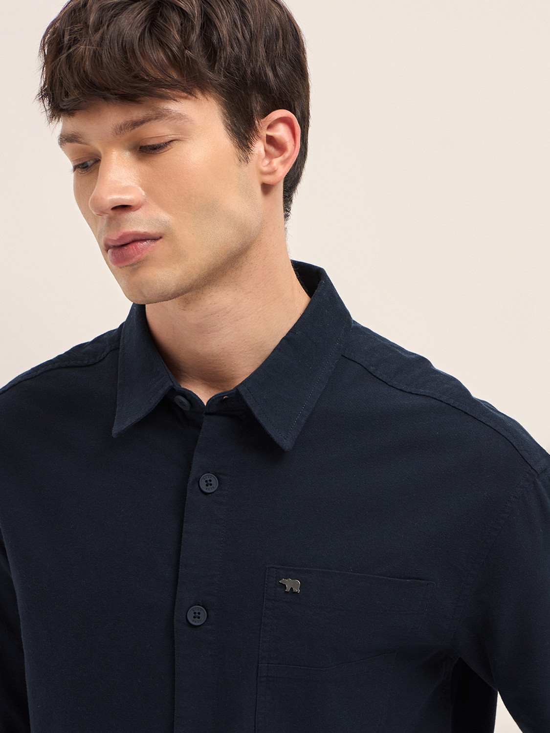 Image of THE BEAR HOUSE Men Printed Casual Blue Shirt