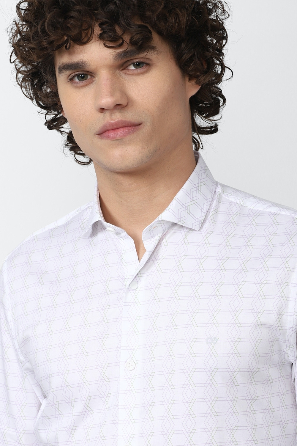 Image of PETER ENGLAND Men Printed Formal White Shirt