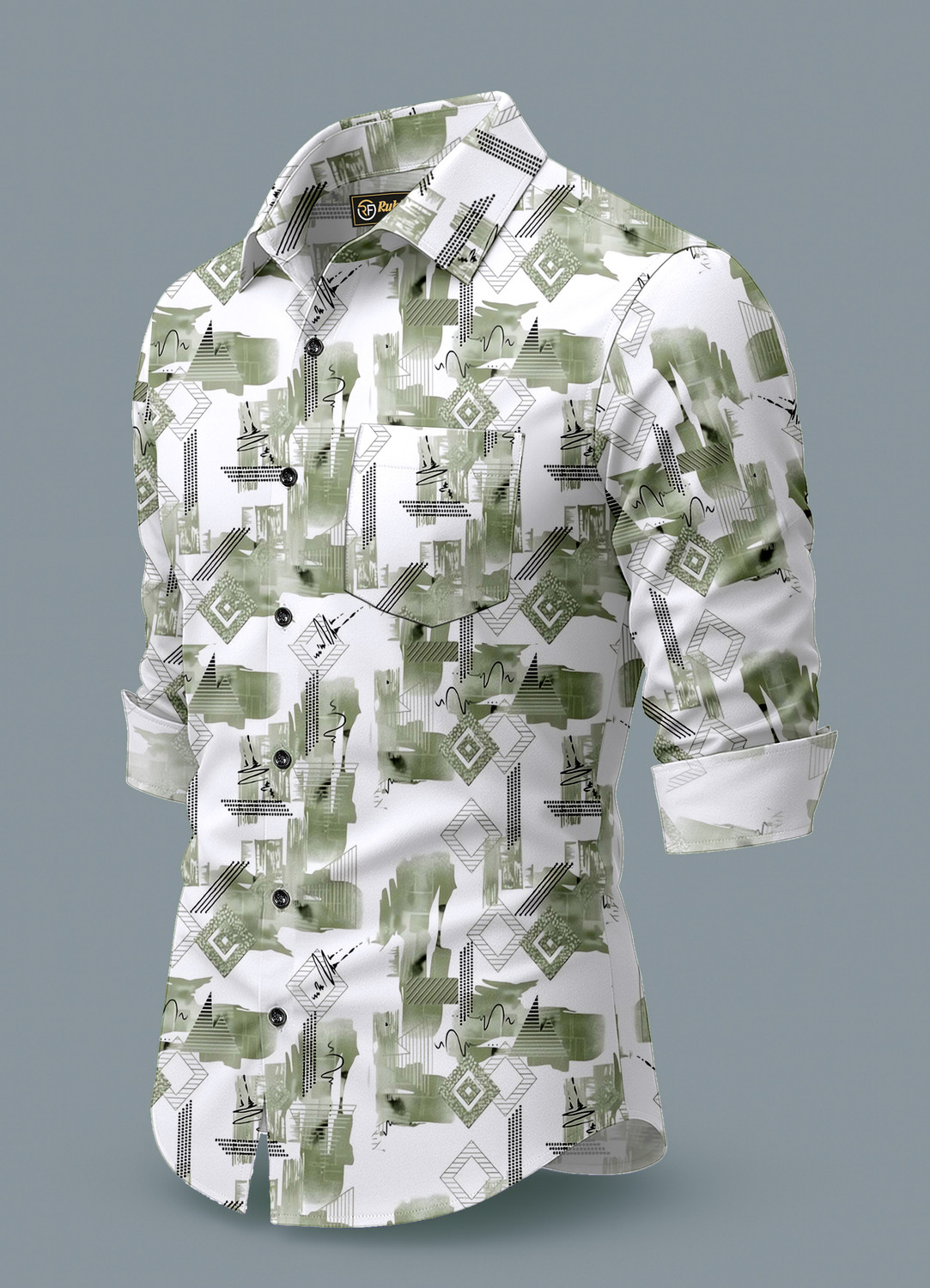 Image of RUHISHVA FASHION Men Printed Casual Pink, Green Shirt