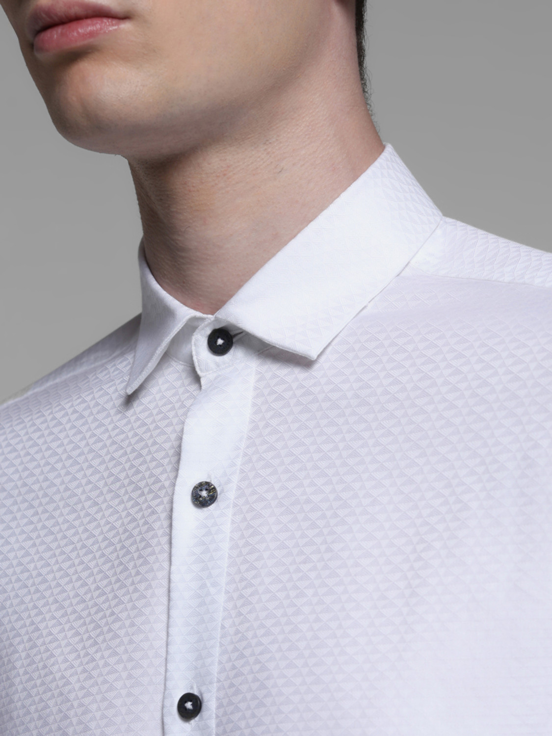 Image of JACK & JONES Men Solid Casual White Shirt