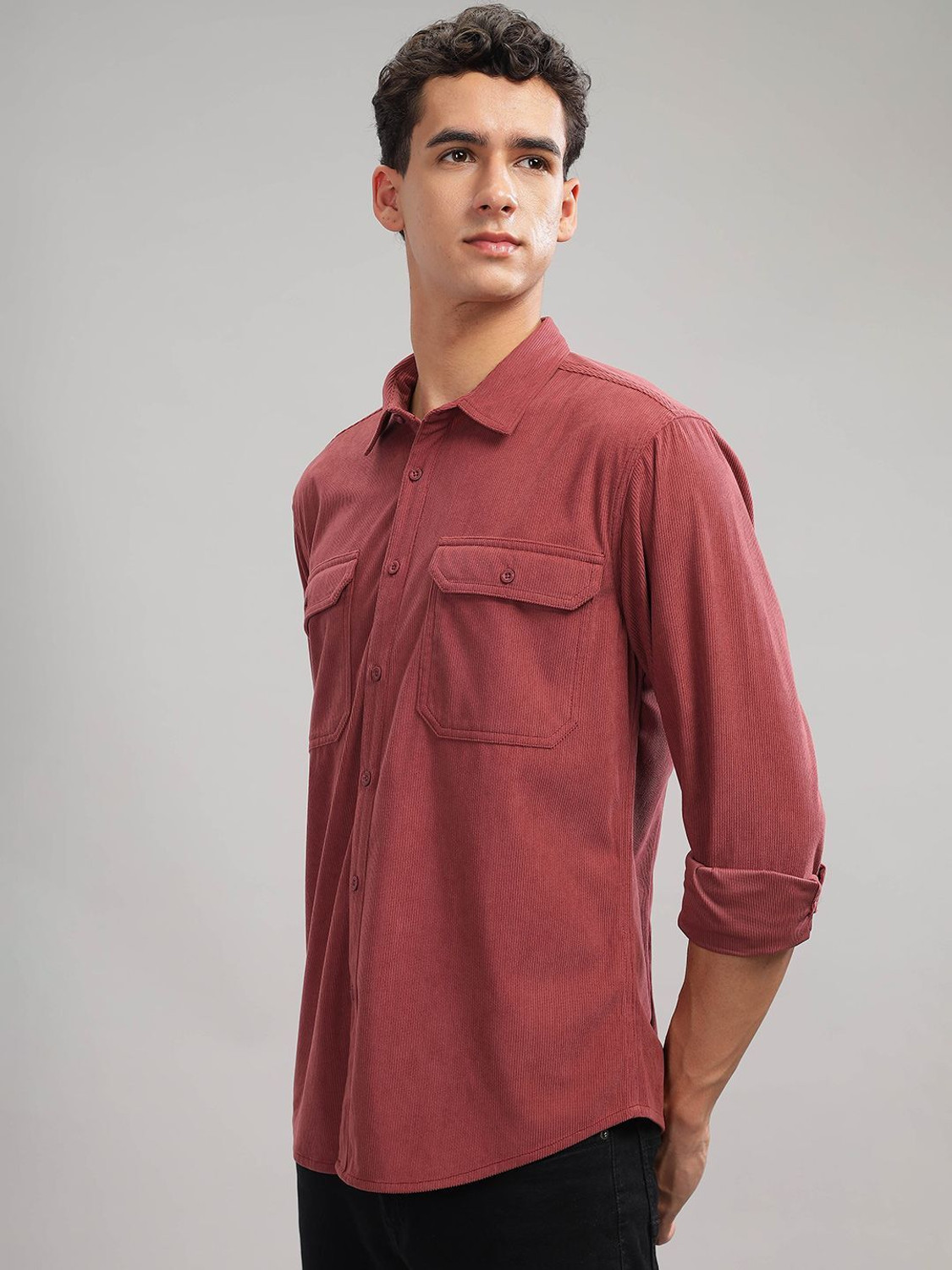 Image of HERE&NOW Men Solid Casual Red Shirt