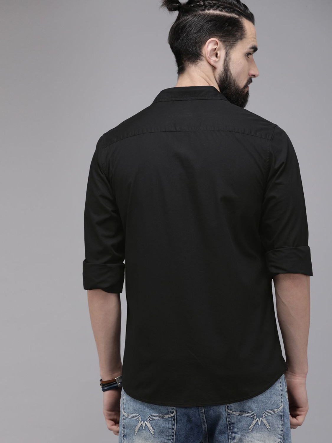 Image of Roadster Men Solid Casual Black Shirt
