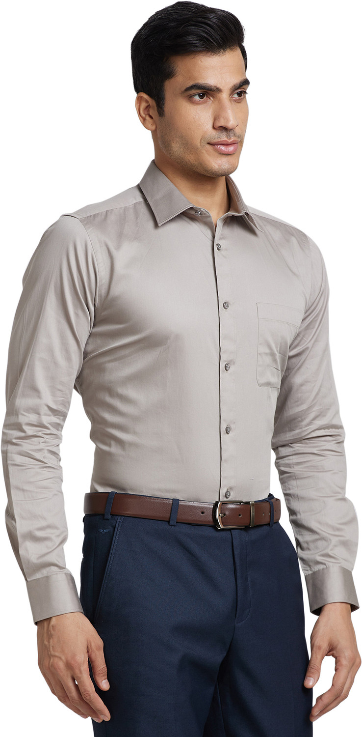 Image of Raymond Men Solid Formal Grey Shirt