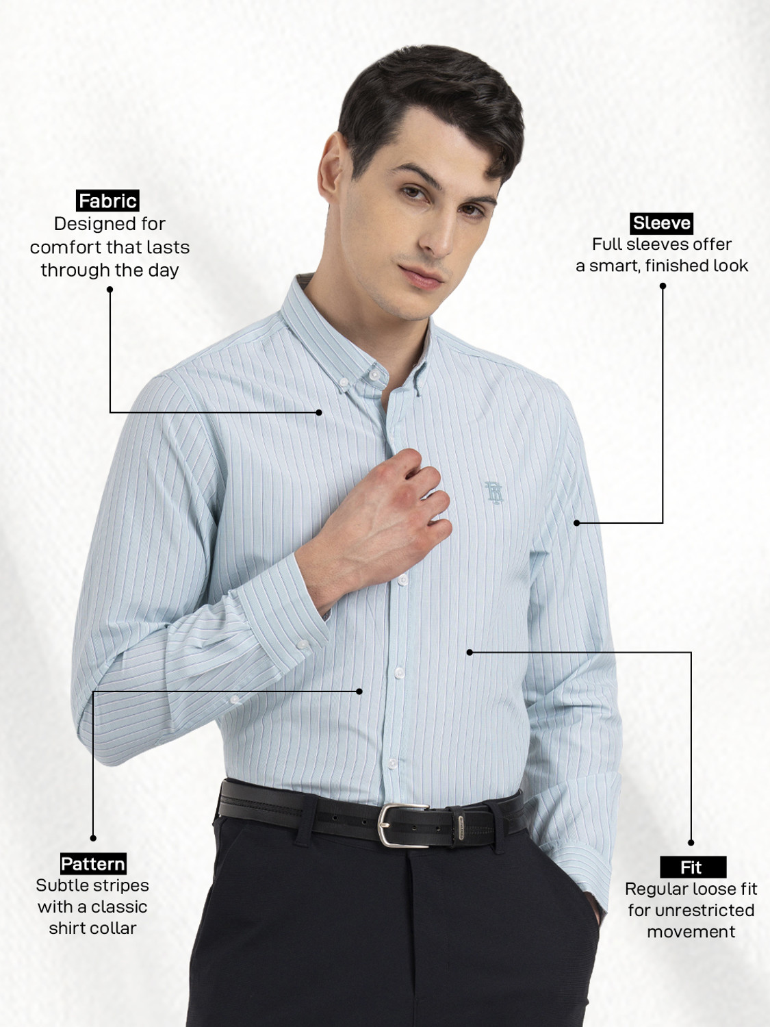 Image of RED TAPE Men Striped Casual Blue Shirt