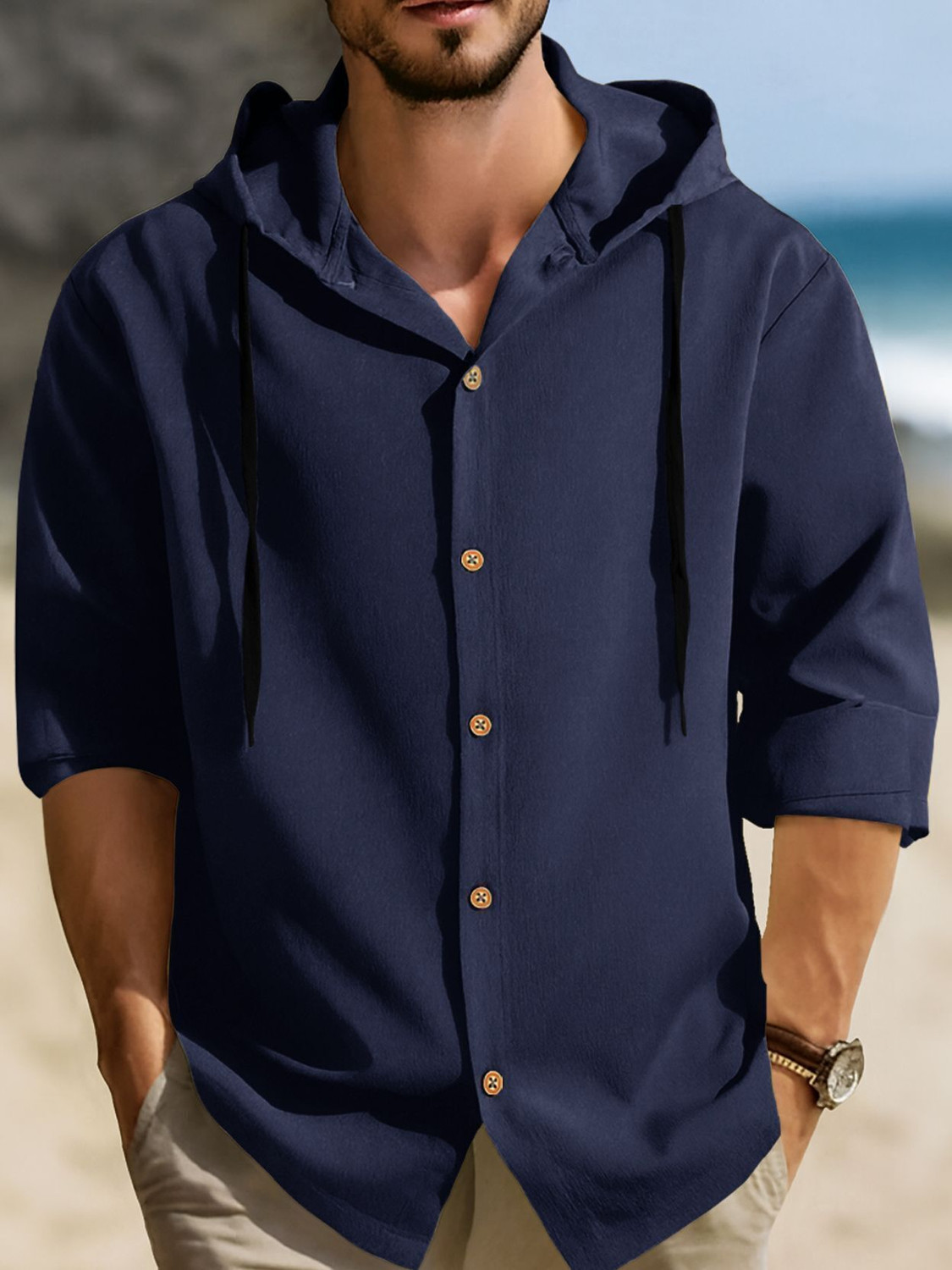 Image of EyeBogler Men Solid Casual Blue Shirt